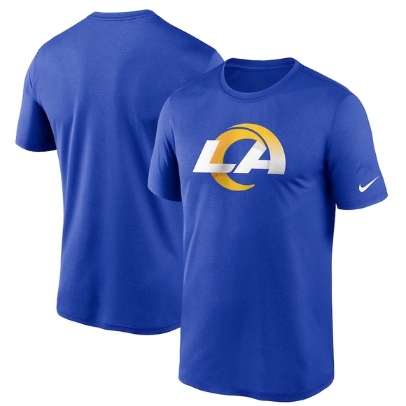 T-shirt LA Rams, Testa Di Montone, Blu Navy E Oro, Unisex, 100% Cotone, Nuova